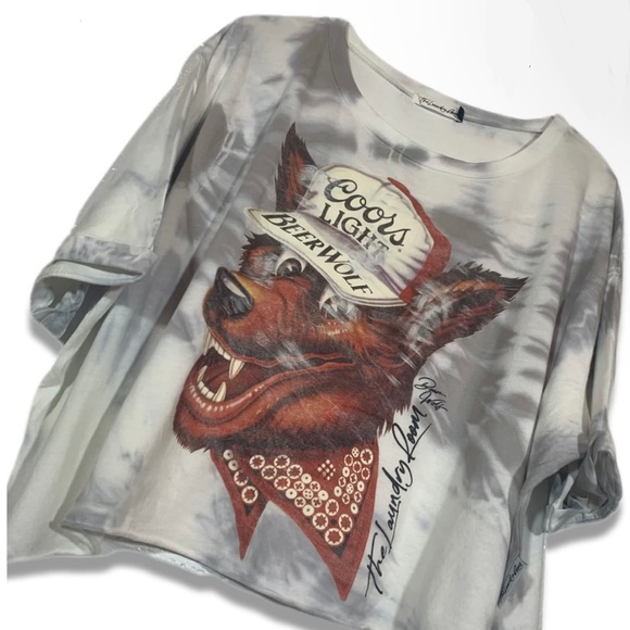 Urban Outfitters Tops - Coors Light x The Laundry Room x UO Beer Wolf Crop Oversized Tee - Diamond Dye